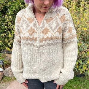 ❌SOLD❌ REI Co-op Farlands Intarsia Wool Blend Half Zip Knit Sweater